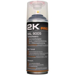 2K Klarlackspray RAL 9005 Tiefschwarz matt, 400ml Dose.