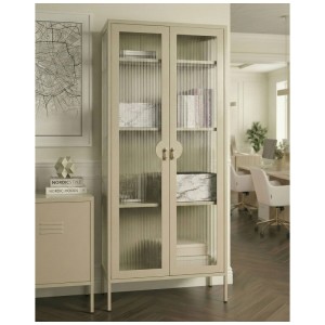Beliani Vitrine Gleora beige clair 180 x 80 x 35 cm