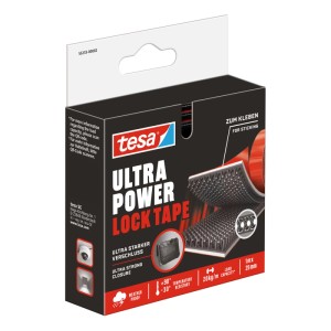 Tesa® Klettband Ultra Power Lock Tape Schwarz 1 m × 25 mm