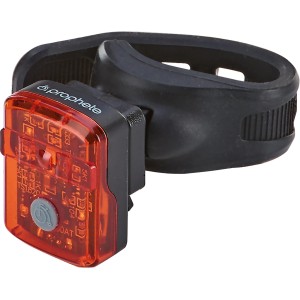 Feu arrière à LED Prophete avec batterie rechargeable et support noir pour vélos.