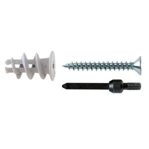 Fischer GKS cheville pour plaques de plâtre, lot de 50 avec vis et outil de montage.