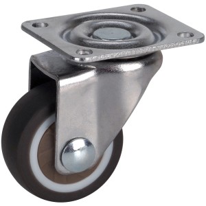 Roulette pivotante pour meubles Doerner + Helmer, marron-gris, chromée, Ø 3,2 cm. Roulette pour meubles.