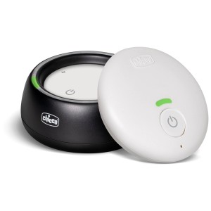 Chicco Audio Baby Monitor DECT: unità bambino (nera) e unità genitore (bianca) in set.