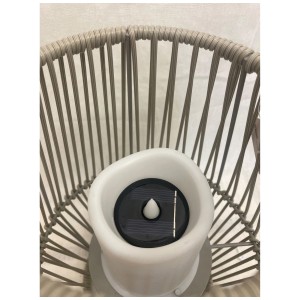 Lanterna solare a LED grigia con candela a LED, alta 31 cm, per giardino e balcone.