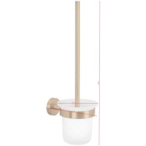 Tesa Moon WC-Bürste selbstklebend, satiniertes Glas, Metall Bronze. Elegantes Bad-Accessoire.