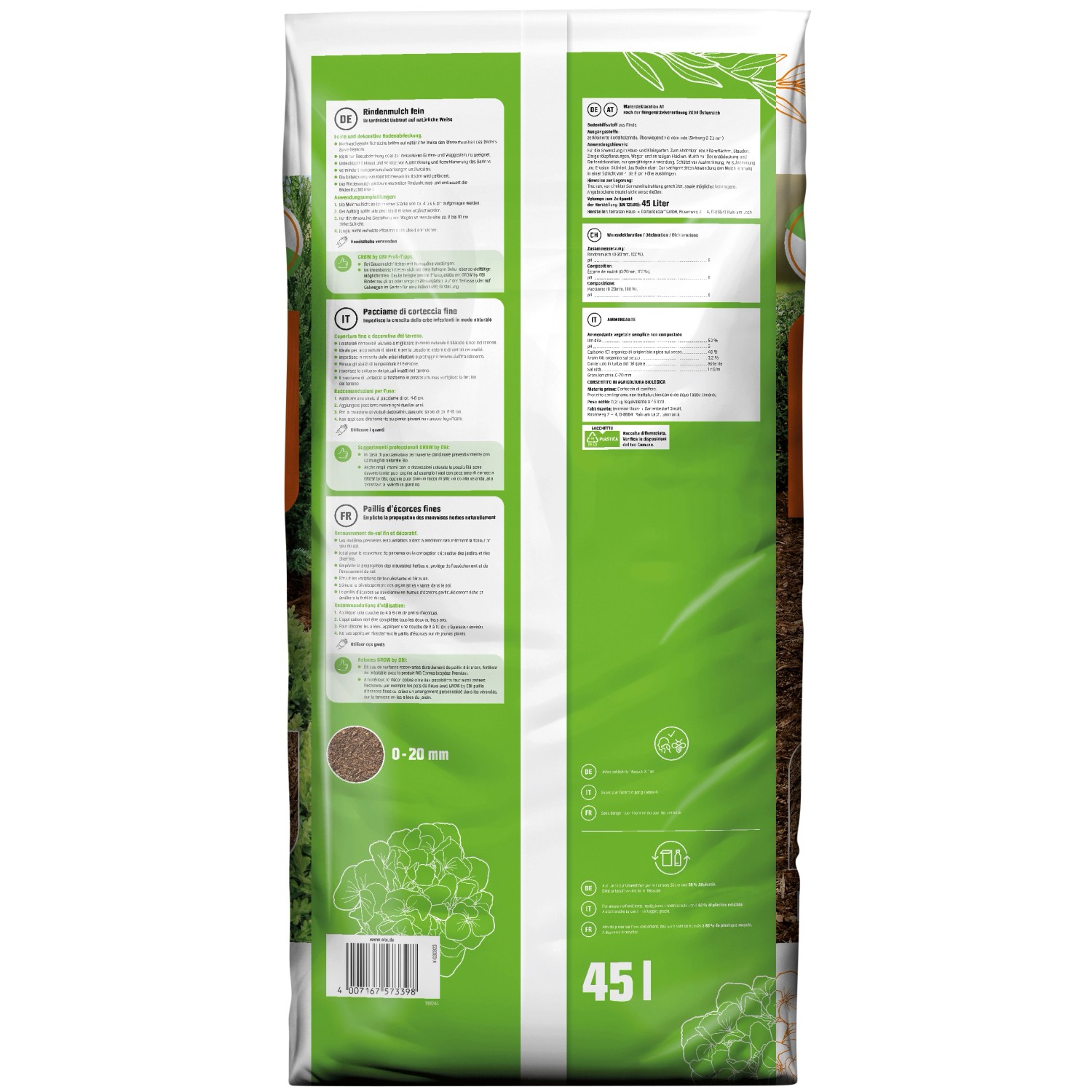 GROW by OBI Rindenmulch fein 45 l kaufen bei OBI