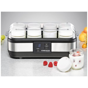 Yogurtiera Rommelsbacher JG 40 con 8 vasetti. Acciaio inox/nero, 40W.