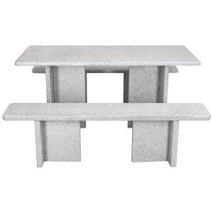 Ensemble de meubles de jardin Nouvel Morcote en granit gris avec table et bancs.