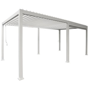 Gazebo Colibri con schermo estraibile, alluminio grigio-bianco, 2,4x3 m.