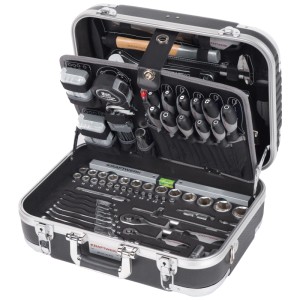 Kraftwerk Mallette à outils B100 ABS, 170 pièces, ouverte avec assortiment d'outils.