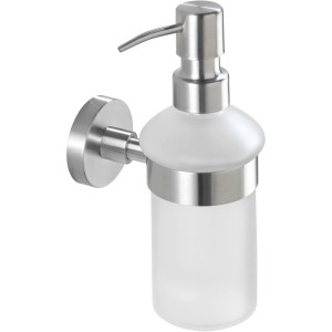 Wenko Bosio dispenser sapone, argento opaco, vetro satinato, montaggio a parete.