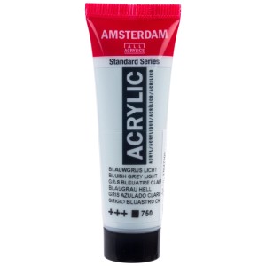 Tube de peinture acrylique gris bleu clair Amsterdam, 20ml, série Standard.