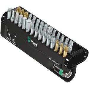 Set di inserti Wera Bit-Check 30 Universal, 30 pezzi, con portainserti Rapidaptor in scatola apribile.