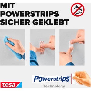 Applicazione dei ganci per tende tesa Powerstrips: pulire, applicare Powerstrip, fissare il gancio. Confezione da 4.