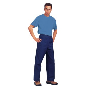 Pantalon de travail bleu foncé taille 54 avec élastique et poches.