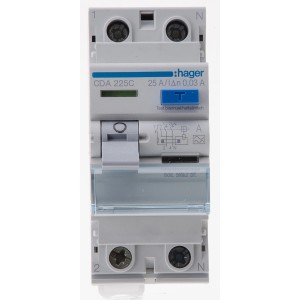 Interruttore magnetotermico differenziale 2 poli 25A per protezione persone.