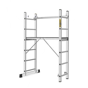 DRABEST piccolo ponteggio 2 x 6 gradini in alluminio, versatile come ponteggio da lavoro o scala.