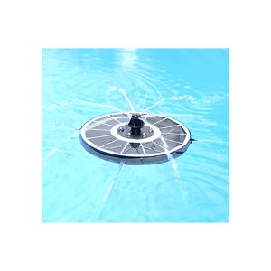 Set pompa solare per laghetto Heissner come isola galleggiante con illuminazione a LED e giochi d'acqua.