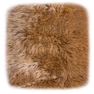 Coussin carré en peau de mouton couleur cognac (35x35 cm) de Luxor Living. Doux et moelleux.
