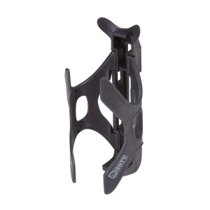 Porte-bidon noir réglable pour vélos, adapté aux bouteilles jusqu'à 1 litre.