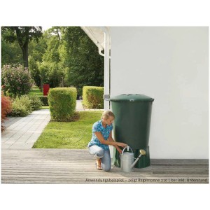 Rubinetto di scarico Garantia per serbatoi d'acqua piovana (3/4 di pollice, bianco) con guarnizione e dado. Applicazione con serbatoio.