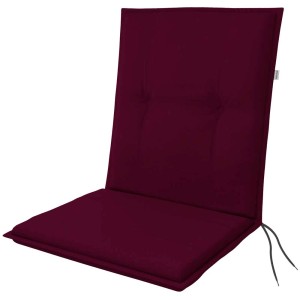 Cuscino Niederlehner Green Edition in Bordeaux, 48x100 cm, spessore 6 cm. Cuscino per sedia da giardino con cinturino di fissaggio.