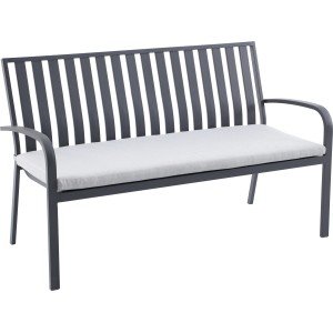 Banc de jardin Sheridon, 2 places, aluminium, anthracite/gris clair avec coussin.