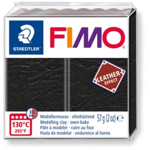 Fimo Modelliermasse Leder-Effekt Schwarz, ofenhärtend, für Bastelarbeiten und DIY-Projekte.