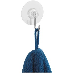 Wenko Static-Loc gancio nichel, trasparente, con asciugamano blu. Porta asciugamani, set da 4.