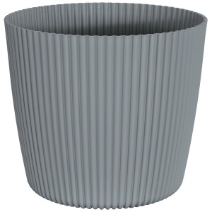 Vaso per piante Geli Milly grigio cemento con design a coste, Ø 29.2 cm.