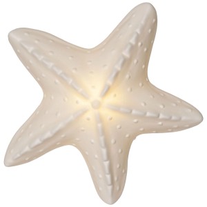 Figura LED a forma di stella marina bianca, 15 cm, luce decorativa per interni.