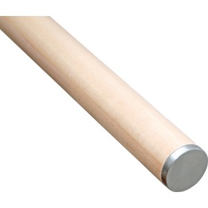 Embout en acier inoxydable (Ø 52mm) sur rampe en bois pour escaliers et balustrades.