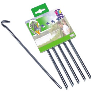 Set di 5 picchetti triangolari per tende, lunghezza 30 cm, zincati, per campeggio.