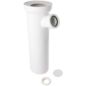 Raccord WC blanc avec dérivation, 100 mm Ø, 90 mm pour installation WC.