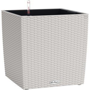 Lechuza Cube Cottage pot de fleurs, 30x30x30 cm, gris clair, avec système d'arrosage.