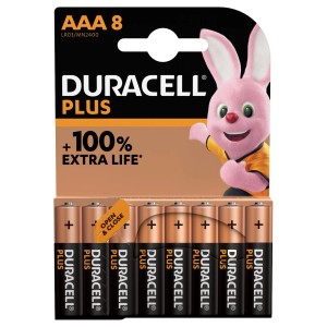 Duracell Batterie AAA, confezione da 8. Batterie alcaline per vari dispositivi.