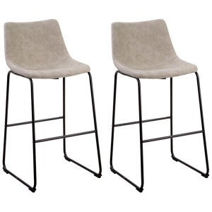 Beliani Tabourets de bar Franks, lot de 2, tissu beige, structure en métal noir.