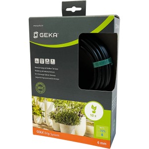Sistema di irrigazione Geka Drip Set per balcone/terrazzo, contenuto visibile nella scatola.