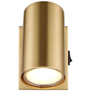 Globo Strahler aus gebürstetem Gold, Metall, mit Wippschalter. Spot für GU10 Leuchtmittel.