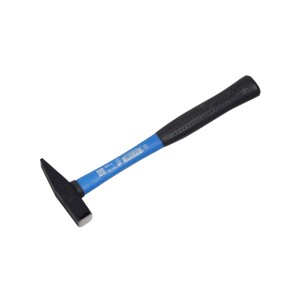 Marteau de serrurier LUX Classic, 200 g, avec manche en fibre de verre bleu et tête en acier à outils noir.