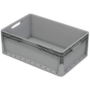 Box Eurobox-System grigia (40x60x22cm) con parete piena. Contenitore per sistemi modulari.