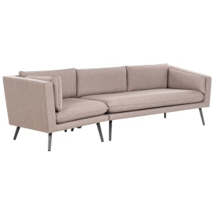 Divano da giardino Loretello beige 3 posti con chaise longue sinistra. Arredo lounge moderno in poliestere.