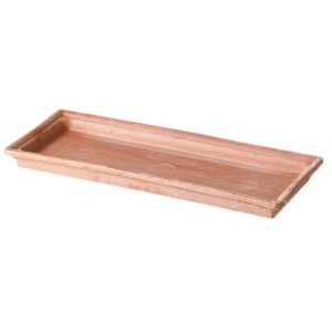 Soucoupe rectangulaire Deroma en terre cuite blanc cassé pour pots de fleurs, 32x17 cm.