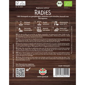 Sperli BIO Microgreen Pads Ravanello: 3 cuscinetti di germinazione per microgreens piccanti.