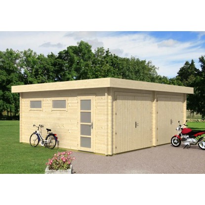 Alpholz Doppelgarage Modell D-70 ISO Fichte Natur B 645 cm x T 580 cm