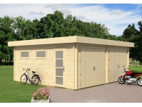 Alpholz Doppelgarage Modell D-70 ISO Fichte Natur B 645 cm x T 580 cm