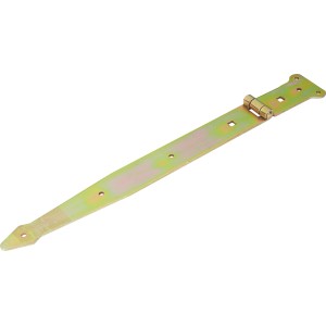 Penture coudée zinguée jaune, 500 mm x 45 mm, pour fixation de portes et portails.