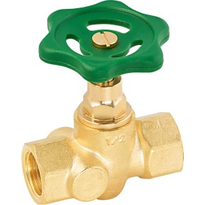 Vanne d'arrêt en laiton 18,6 mm avec poignée verte pour réguler les conduites d'eau.