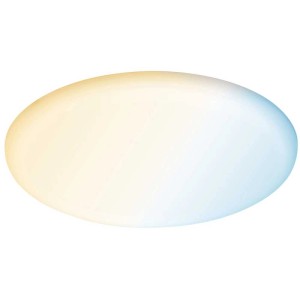 Panneau LED encastrable rond Paulmann Veluna VariFit Zigbee, Ø 21,5 cm, 17 W, avec dégradé de couleurs du jaune au bleu.