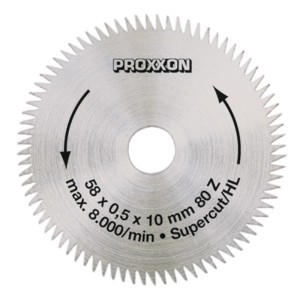 Lama per sega circolare Proxxon Super-Cut, diametro 58mm, per utensili miniaturizzati.